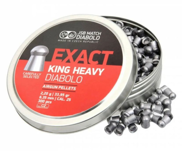 Фото JSB Exact King Heavy Diabolo 6,35 мм — 2,2 г (300 шт.) в интернет-магазине Nickhunter
